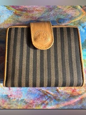 Authentic Vintage Fendi Pequin Stripe Bifold Wallet - Roma Italy 1925